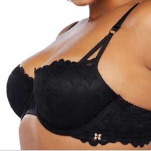 Savage X Fenty Black Caviar Lace Balconette Bra